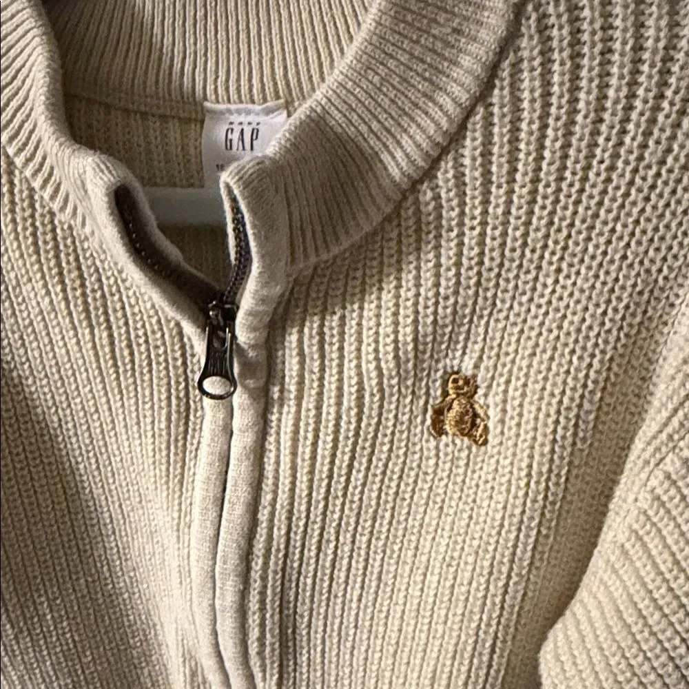 Baby GAP 18-24M Dark Green and Cream Zip-Up Sweaters